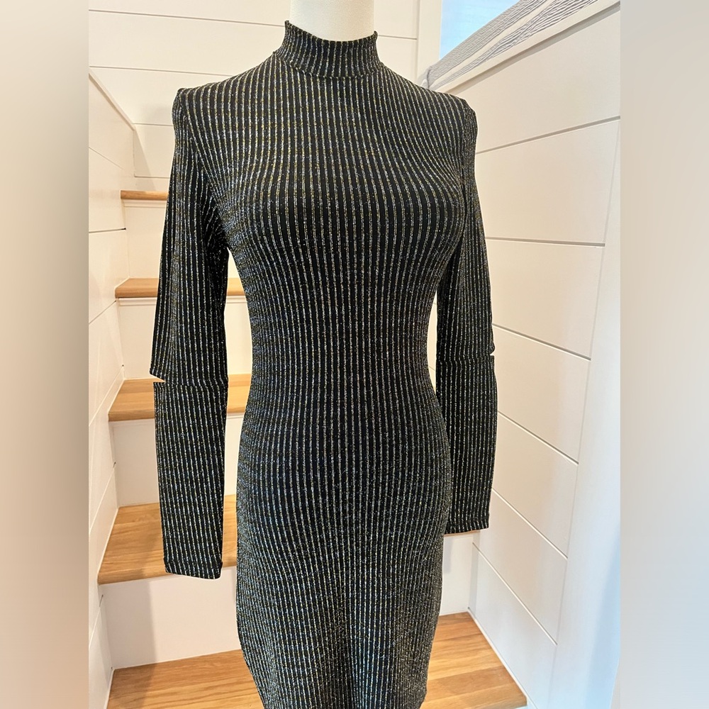 H&M Black, Gold and Silver Long Sleeve Sparkle Dress